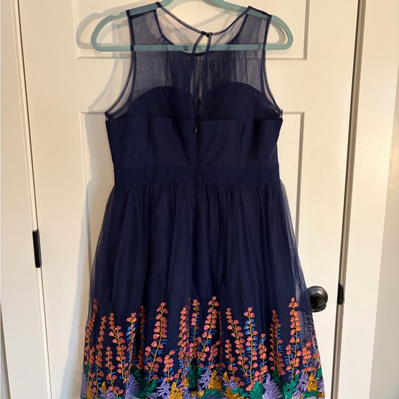 Modcloth Dresses & Skirts - Modcloth Midnight Blue Dress with Sheer Overlay